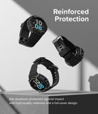 Galaxy Watch 5 / 4 (44mm) Case + Band + Wire | Fusion-X Guard - Three black rugged watch cases floating against a wall.