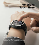 Galaxy Watch 5 / 4 (44mm) Case | Fusion-X - Finger touching the edge of a rugged black watch case on a Galaxy Watch.