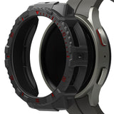 Galaxy Watch 5 Pro (45mm) Case | Fusion-X - Rugged black protective bezel cover hovering over a Galaxy Watch 5 Pro.