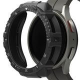 Galaxy Watch 5 Pro (45mm) Case | Fusion-X - Rugged black protective bezel hovering over a Galaxy Watch 5 Pro.
