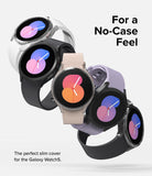 Galaxy Watch 5 (40mm) Case | Slim - Five Galaxy Watch 5 units with slim clear cases in various band colors arranged diagonally.