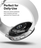 Galaxy Watch 5 (40mm) Case | Slim - Clear protective case on a Galaxy Watch 5 with a white band, showing side buttons.