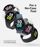 Galaxy Watch 5 44mm Case | Slim - Five Galaxy Watch 5 units with slim cases in various colors arranged diagonally.