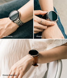 Galaxy Watch 5 44mm Case | Slim - Three views of Galaxy Watch 5 with slim cases in Dark Chrome, Chrome, and Chrome Rose Gold.