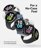 Galaxy Watch 5 44mm Case | Slim - Five Galaxy Watch 5 units with slim cases in various colors arranged diagonally.