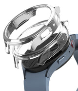 Galaxy Watch 5 44mm Case | Slim - Transparent protective watch case hovering above a blue Galaxy Watch 5.