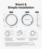 Galaxy Watch 6 Classic 43mm | Inner Bezel Styling - Installation guide showing bezel dimensions and three-step process.