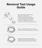 Galaxy Watch 6 Classic 43mm | Inner Bezel Styling - Three-step diagram showing how to remove the bezel using heat and a tool.