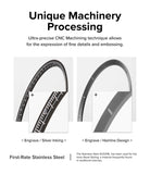 Galaxy Watch 6 Classic 47mm | Inner Bezel Styling - Comparison of CNC-machined watch bezels with silver ink and hairline finishes.