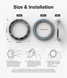 Galaxy Watch 6 Classic 47mm | Premium Bezel Styling - Technical diagram showing bezel dimensions and installation steps.