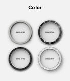 Galaxy Watch 6 Classic 47mm | Premium Bezel Styling - Four distinct circular watch bezel designs labeled by model number.