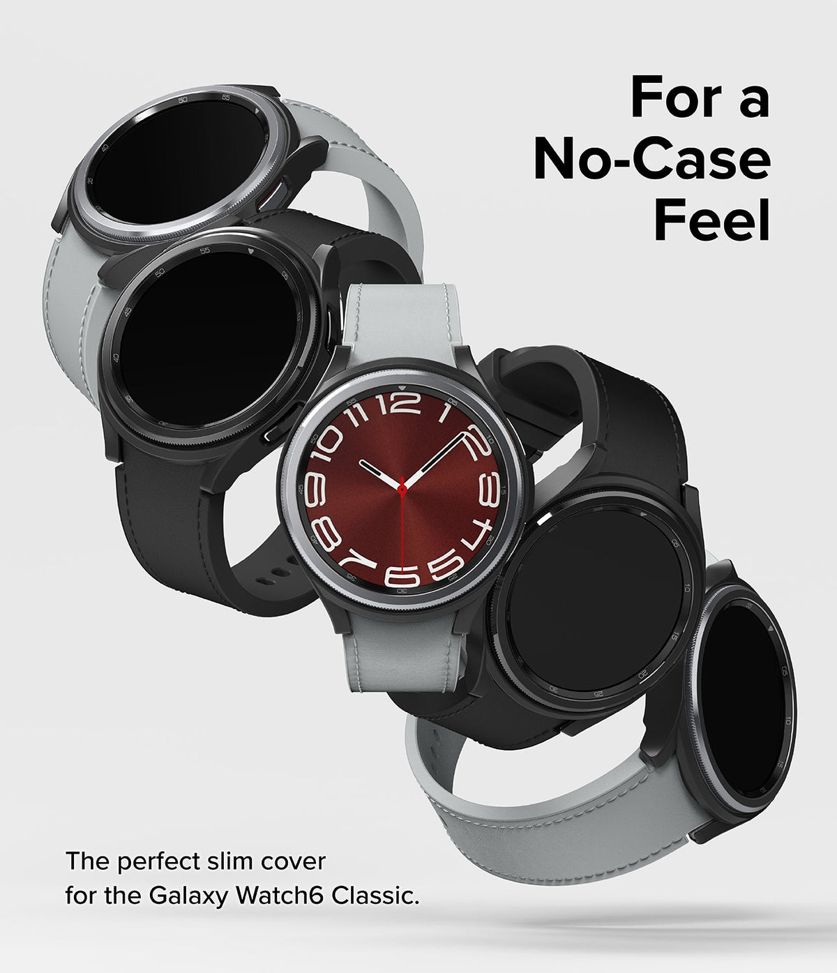 Galaxy Watch 6 Classic 43mm Case | Slim - Multiple Galaxy Watch 6 Classic units with slim cases floating in a diagonal line.