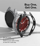 Galaxy Watch 6 Classic 43mm Case | Slim - Two Galaxy Watch 6 Classic cases, one clear and one black, displayed on a white surface.