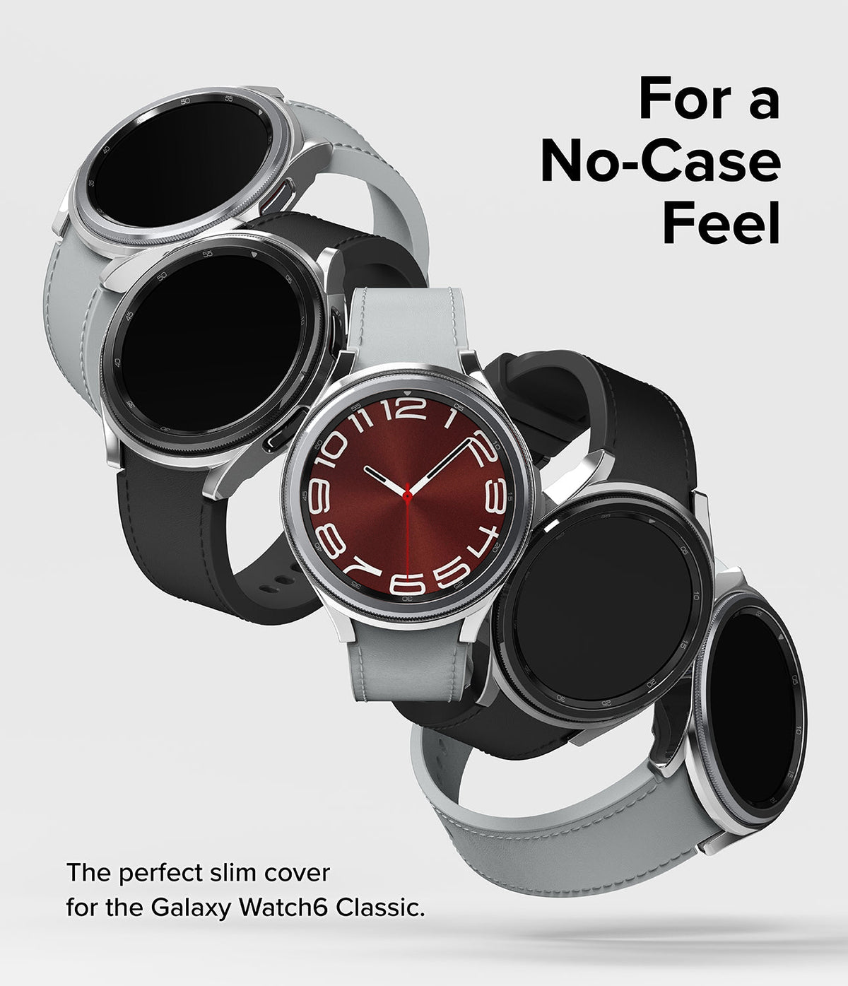 Galaxy Watch 6 Classic 43mm Case | Slim - Multiple Galaxy Watch 6 Classic units with slim cases in black and silver.