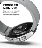 Galaxy Watch 6 Classic 43mm Case | Slim - Silver protective watch case on a Galaxy Watch 6 with a light gray band.