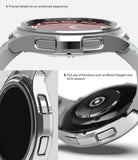 Galaxy Watch 6 Classic 43mm Case | Slim - Close-up views of a silver watch case highlighting button access and sensors.