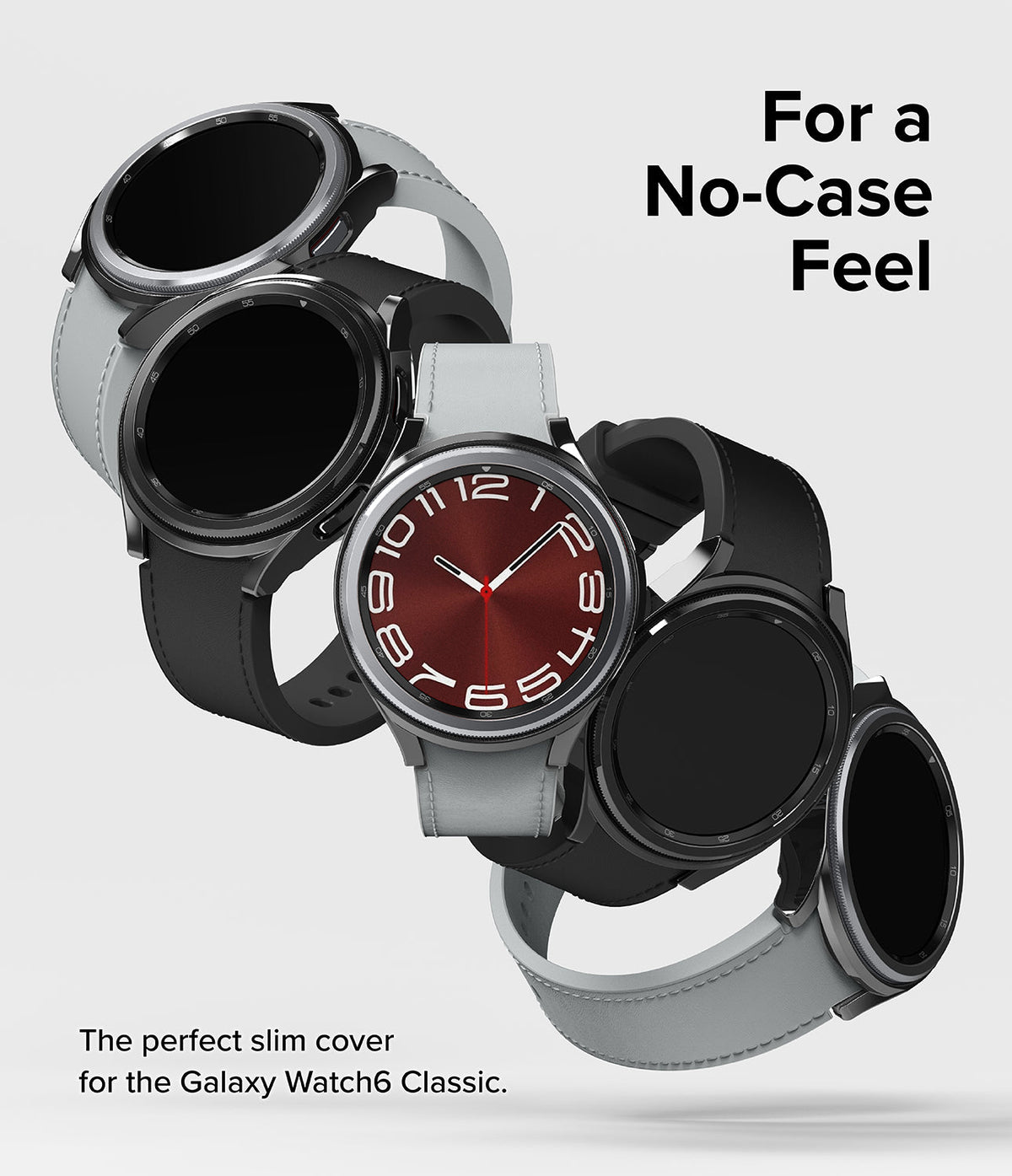 Galaxy Watch 6 Classic 43mm Case | Slim - Multiple Galaxy Watch 6 Classic units with slim covers in black and silver.