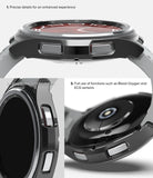 Galaxy Watch 6 Classic 43mm Case | Slim - Close-up views of a slim black watch case highlighting button access and sensors.