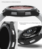 Galaxy Watch 6 Classic 47mm Case | Slim - Close-up views of a black protective watch case highlighting button access.