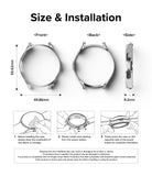 Galaxy Watch 6 Classic 47mm Case | Slim - Technical diagram showing dimensions and three-step installation guide.