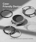 Galaxy Watch 6 Classic 43mm Screen Protector | Glass - R2 - Galaxy Watch 6 Classic 43mm Screen Protector - Smartwatch with glass protector surrounded by various Ringke cases.