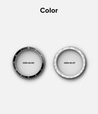 Galaxy Watch 6 (40mm) | Premium Bezel Styling - Two circular watch bezels in black and silver with tachymeter markings.