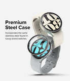 Galaxy Watch 6 (44mm) | Premium Bezel Styling - Two Galaxy Watches with stainless steel bezels stacked on a light background.