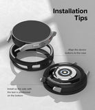 Galaxy Watch 6 40mm Case | Air Sports - Diagram showing how to align and install a protective case onto a smartwatch.