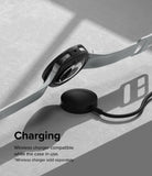 Galaxy Watch 6 40mm Case | Air Sports - Black watch case on a Galaxy Watch 6 hovering above a wireless charging puck.