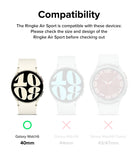 Galaxy Watch 6 40mm Case | Air Sports - Compatibility chart showing the 40mm model is the only supported watch size.