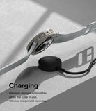 Galaxy Watch 6 40mm Case | Air Sports - A beige protective case on a Galaxy Watch 6 resting on a black wireless charger.