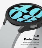 Galaxy Watch 6 40mm Case | Slim - Black slim protective case covering the watch body and lugs on a white smartwatch.