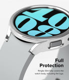 Galaxy Watch 6 44mm Case | Slim - Close-up of a silver slim protective case covering the watch body and lugs.