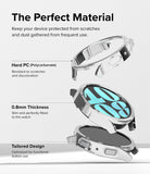 Galaxy Watch 6 44mm Case | Slim - Exploded view of a clear watch case highlighting polycarbonate material and slim fit.