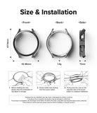 Galaxy Watch 6 40mm Case | Slim - Dimensions, weight, and three-step installation guide for the watch protective case.