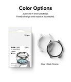 Galaxy Watch 6 44mm Case | Slim - Ringke 2-pack slim watch cases in clear and dark chrome finishes with product packaging.
