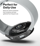 Galaxy Watch 6 44mm Case | Slim - Close-up of a slim black protective case on a Galaxy Watch 6 with a light gray band.