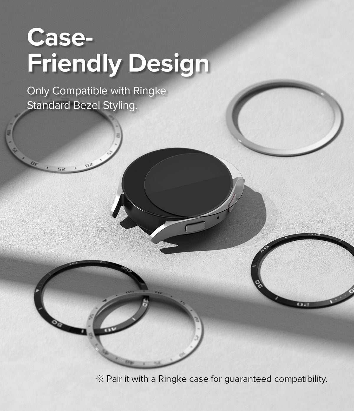 Galaxy Watch 6 40mm Screen Protector for Bezel Styling | Glass - R3 - Watch face with screen protector and bezel rings.