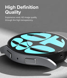 Galaxy Watch 6 40mm Screen Protector | Glass - R4 - Galaxy Watch 6 40mm Screen Protector - A transparent glass screen protector being applied to a Galaxy Watch 6 display.