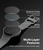 Galaxy Watch 6 44mm Screen Protector for Bezel Styling | Glass - R9 - Exploded view of screen protector layers on a watch.