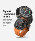 Galaxy Watch Ultra | Bezel Styling Premium & Glass - Two Galaxy Watch Ultras with protective bezels and glass screens.