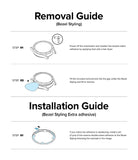 Galaxy Watch Ultra | Bezel Styling & Glass - Instructional diagram showing steps to remove and install watch bezel adhesive.