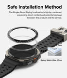 Galaxy Watch Ultra | Bezel Styling Premium & Glass - Exploded view showing bezel, adhesive tape, and watch face assembly.
