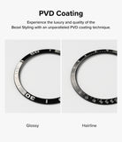 Galaxy Watch Ultra | Bezel Styling Premium & Glass - Galaxy Watch Ultra - Comparison of glossy and brushed hairline PVD coated watch bezels with numerical markings.