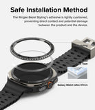 Galaxy Watch Ultra | Bezel Styling Premium & Glass - Exploded view of bezel styling, adhesive tape, and watch face.
