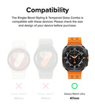 Galaxy Watch Ultra | Bezel Styling Premium & Glass - Compatibility chart showing Galaxy Watch Ultra 47mm is supported.