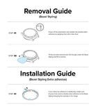 Galaxy Watch Ultra | Bezel Styling Premium & Glass - Infographic showing steps to remove and install watch bezel adhesive.