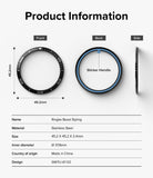 Galaxy Watch Ultra | Bezel Styling & Glass - Front, back, and side views of a stainless steel watch bezel with specs.
