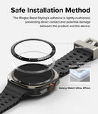 Galaxy Watch Ultra | Bezel Styling & Glass - Exploded view showing bezel styling, adhesive tape, and watch face.