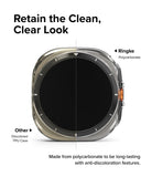 Galaxy Watch Ultra | Slim & Glass - Comparison of a clear Ringke polycarbonate case versus a discolored TPU case.